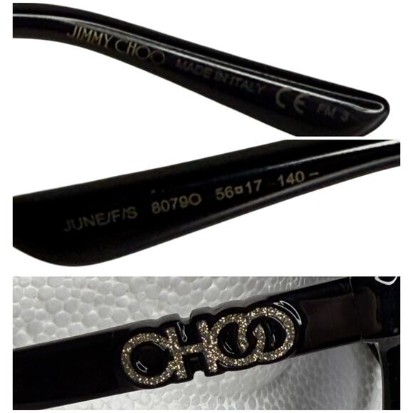 Jimmy Choo Sunglasses June/F/S 80790 56-17-140 Made In Italy Black Frames - Picture 4 of 10